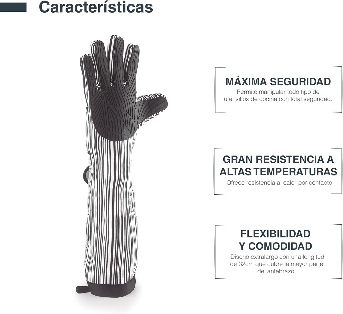 Par de Guantes para Horno Universal XL 48 cm Algodón y Silicona Lacor ES-60068