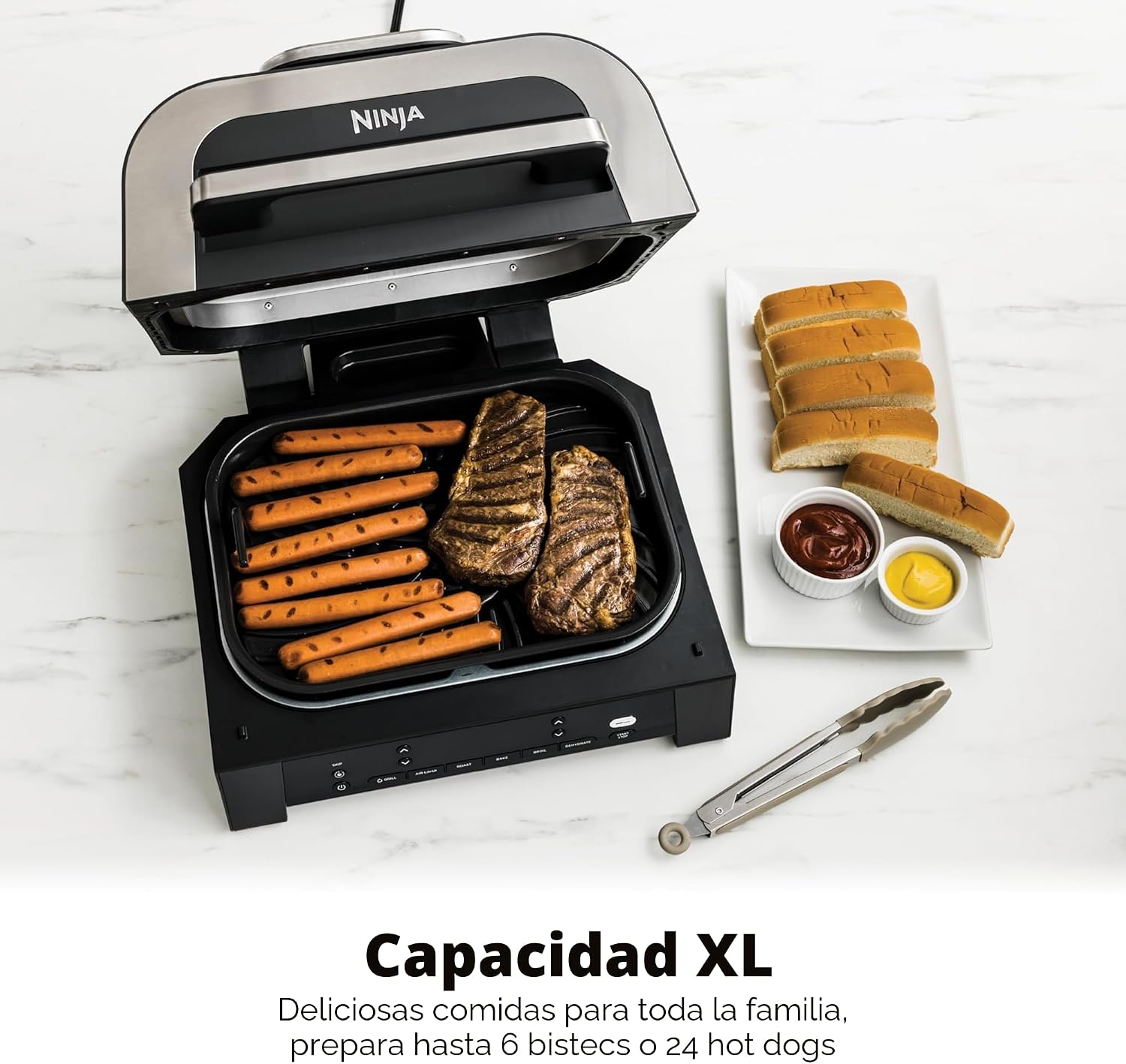 (LLEGANDO 1 DE SEPT) Parrilla Eléctrica Ninja Foodi Smart XL 6 en 1 con Air Fryer – DG551