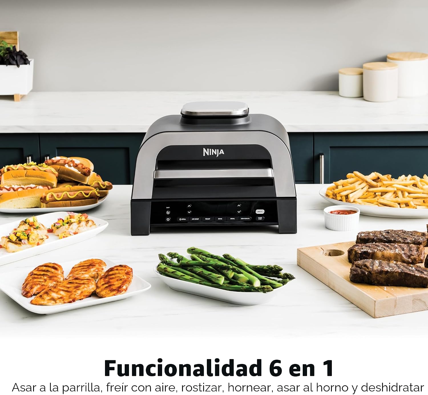 (LLEGANDO 1 DE SEPT) Parrilla Eléctrica Ninja Foodi Smart XL 6 en 1 con Air Fryer – DG551