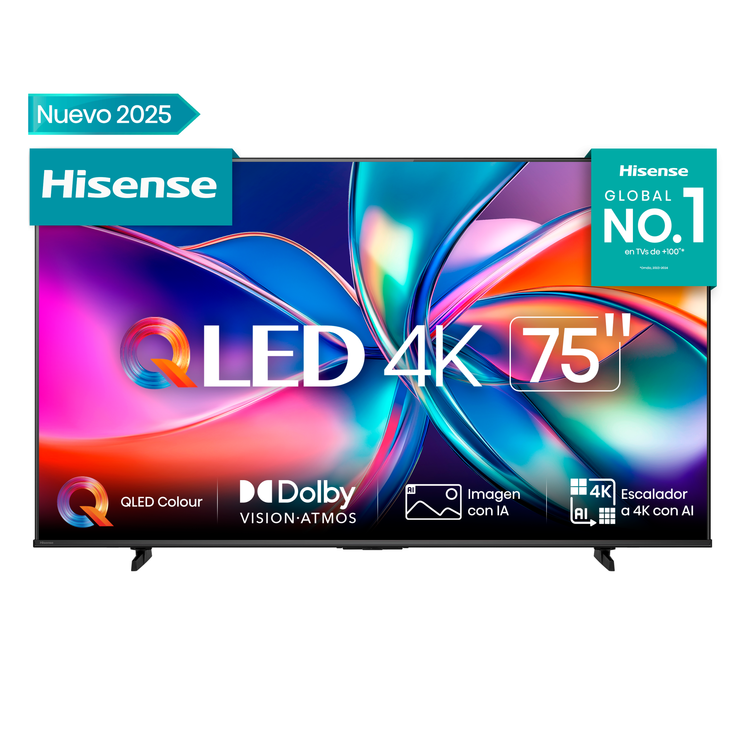 Televisor 75" QLED Smart TV UHD 4K VIDAA Quantum Dot + Dolby Vision Hisense 75Q6QV Televisión.