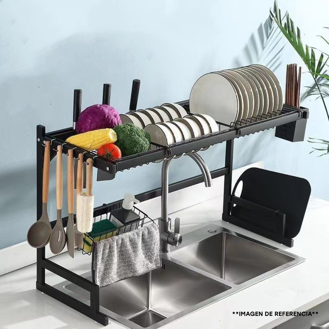 Escurridor de Platos de Metal Negro Sobre Fregador 85x52x31.5cm 401959