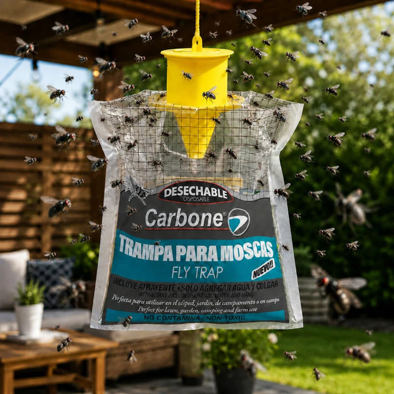 Trampa Para Moscas Desechable. Incluye Atrayente. Solo Aplica Agua Y Cuelga. Atrapamoscas FLY01