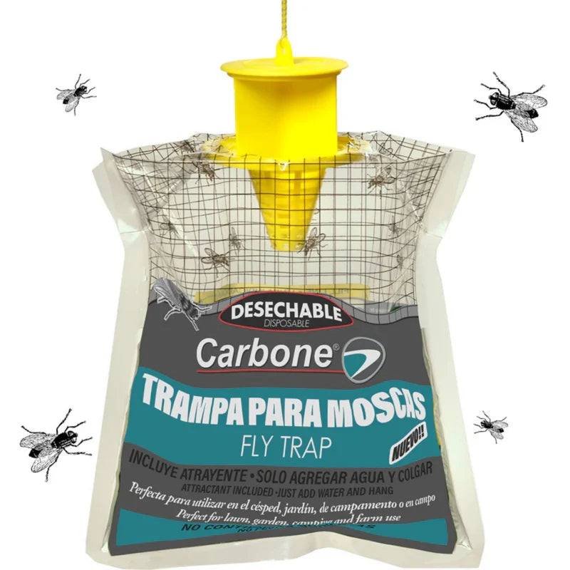 Trampa Para Moscas Desechable. Incluye Atrayente. Solo Aplica Agua Y Cuelga. Atrapamoscas FLY01