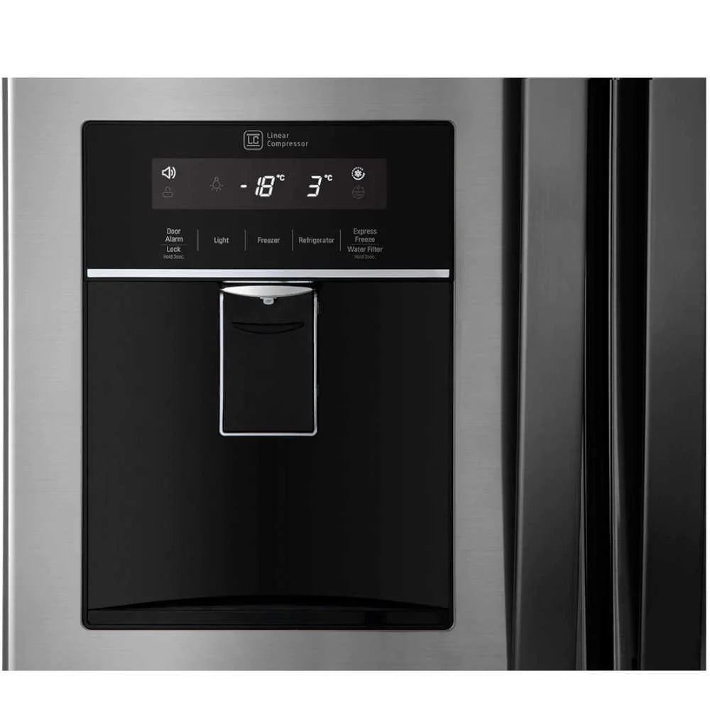 Refrigeradora French Door 22p3 Inverter Multi Air Flow Moist Balance Crisper Smart Diagnosis con Dispensador de Agua LG LM22SGPK Nevera.