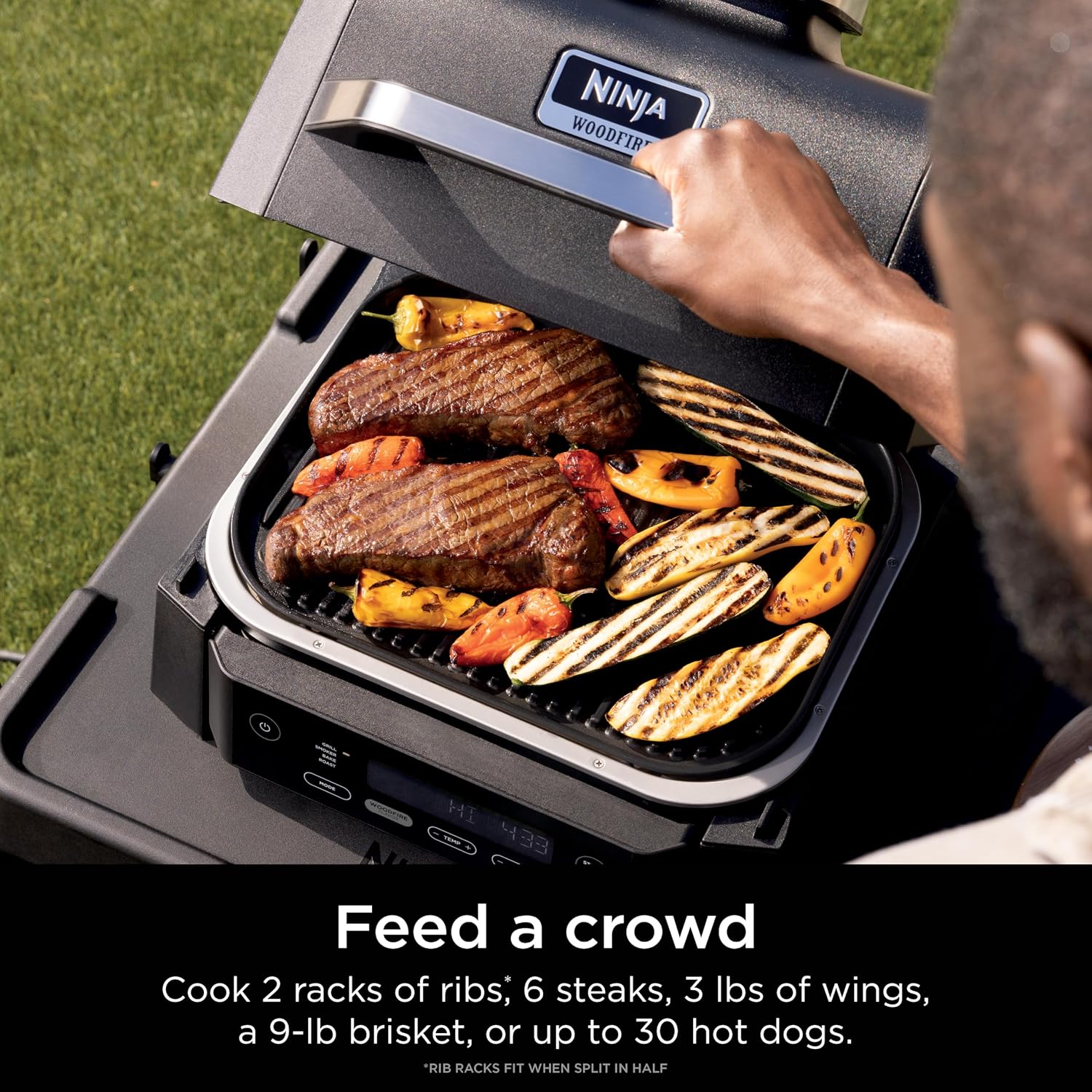 (LLEGANDO 1 DE SEPT) Parrilla Asador y Ahumador Eléctrico Ninja Woodfire OG301 4 en 1 – 141 in² / 910 cm² – 1760 W