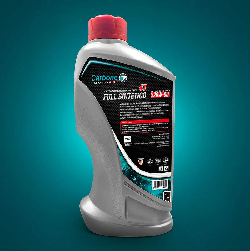 ACEITE PARA MOTO 20W-50 API SJ JASO MA2 FULL SINTETICO PARA MOTOCICLETAS 4T ( 1 LT ). CAR-X100