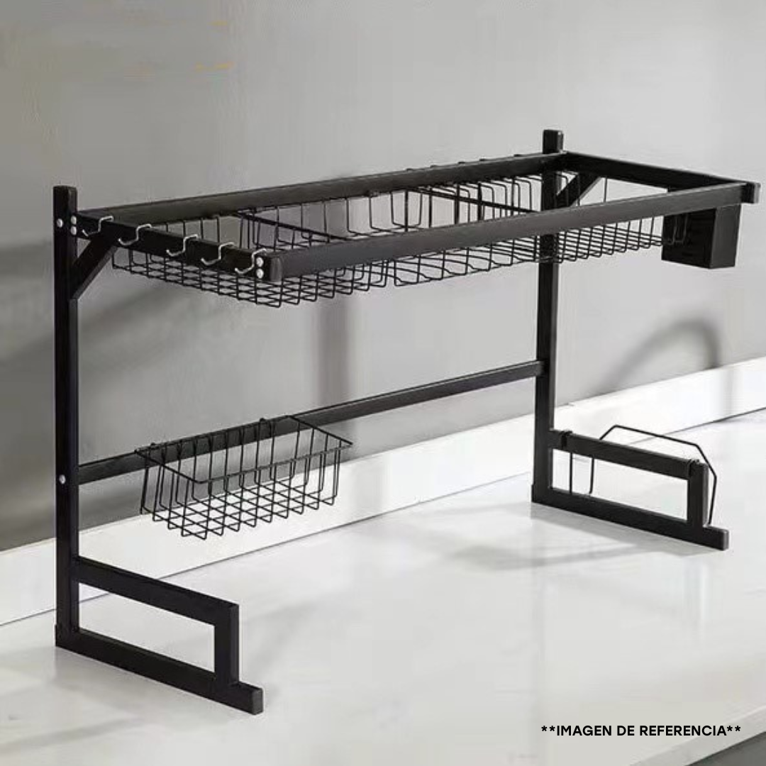 Escurridor de Platos de Metal Negro Sobre Fregador 85x52x31.5cm 401959