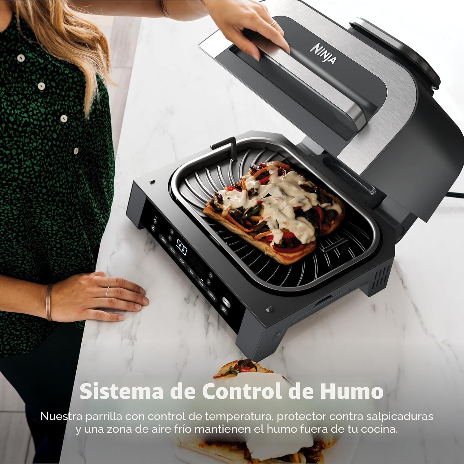 (LLEGANDO 1 DE SEPT) Parrilla Eléctrica Ninja Foodi Smart XL 6 en 1 con Air Fryer – DG551