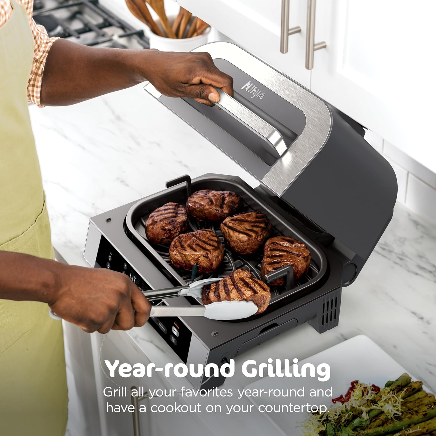 (LLEGANDO 1 DE SEPT) Parrilla Eléctrica Ninja Foodi Smart XL 6 en 1 con Air Fryer – DG551