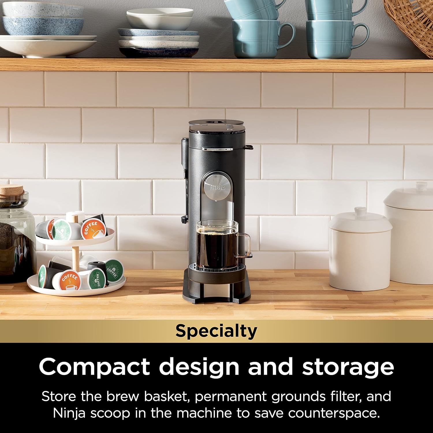Cafetera Ninja PB051 para Cápsulas y Café Molido con Espumador Integrado | 4 Estilos de Preparación | 1550W