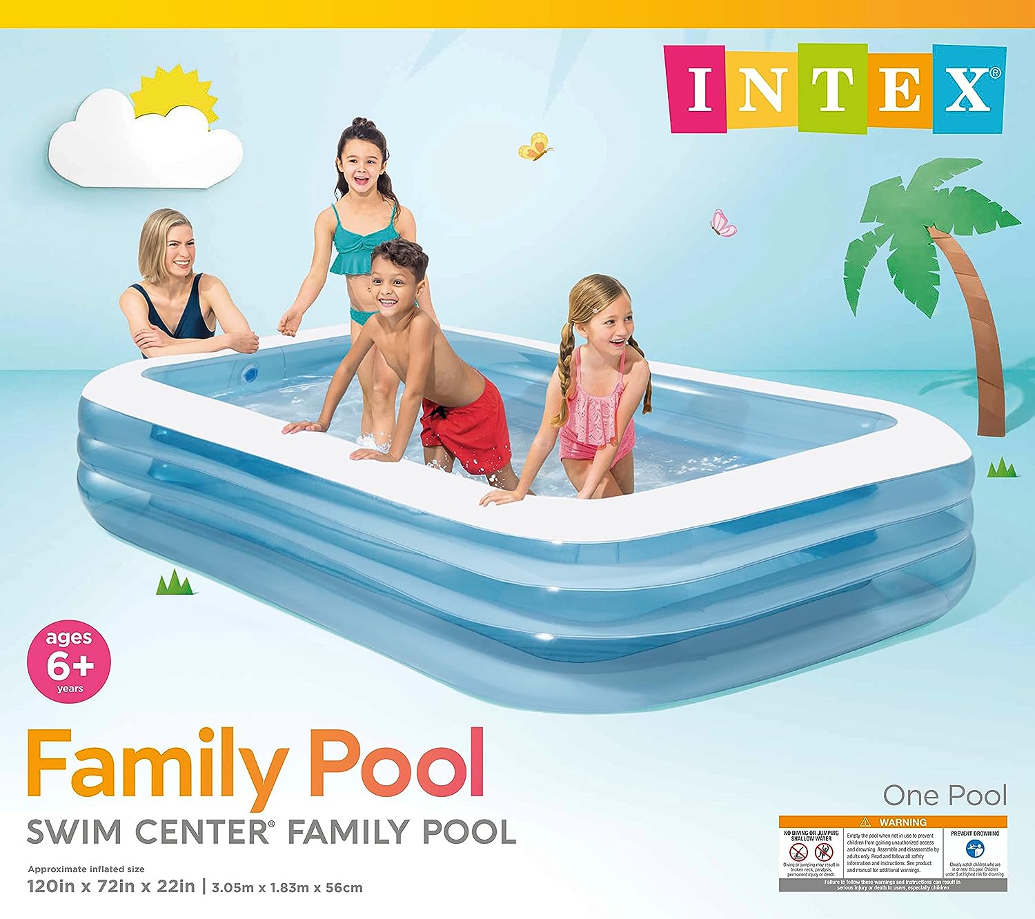 Piscina Rectangular Inflable Celeste 305x183x56cm Intex 58484-NP