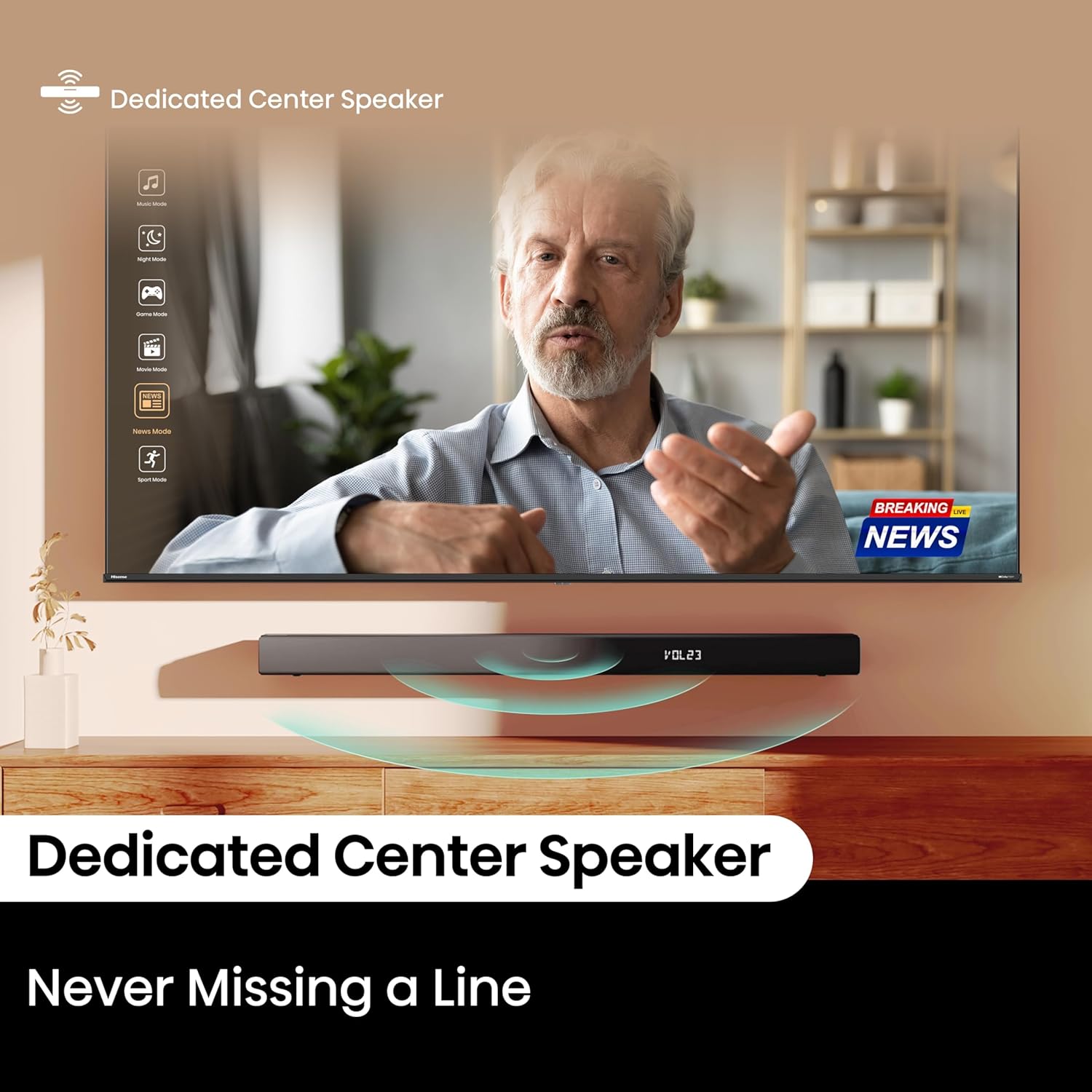 Barra de Sonido 3.1 Canales con Subwoofer Inalámbrico 480W DTS Virtual: X Dolby Digital Plus Bluetooth Hisense HS3100