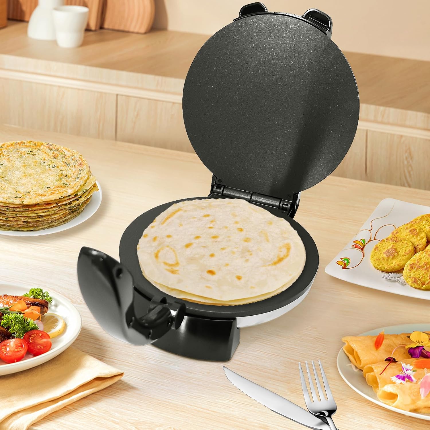 Tortillera de 10" Eléctrica 1100W MX-5005SA Prensa para tortilla. Tacos.