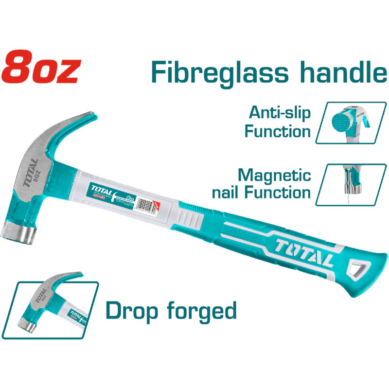 Martillo De Orejas De Acero #45 Al Carbono Forjado De 8Oz/220G.Tratamiento Térmico. Mango De Fibra Total THTCH0086