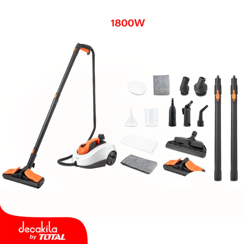 Limpiadora A Vapor 1800W, 120V/60Hz , 1.3 L ,Incluye Accesorios. Decakila KUEN017W