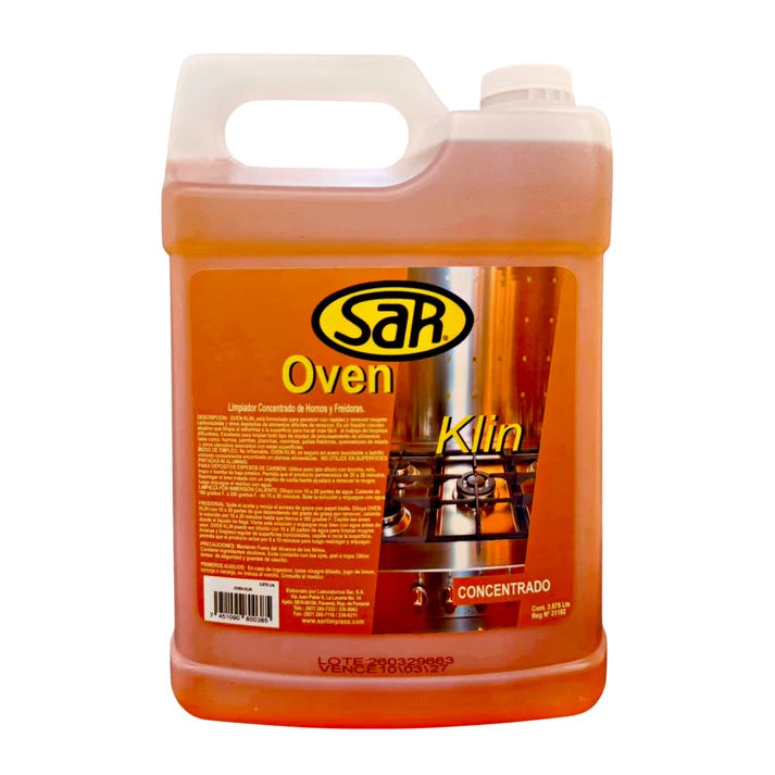 Desengrasante Profesional SAR Oven Klin en Gel Galón 3.78 Litros – Limpiador Alcalino para Hornos, Parrillas, Planchas, Freidoras y Grasa Carbonizada 0935-DG