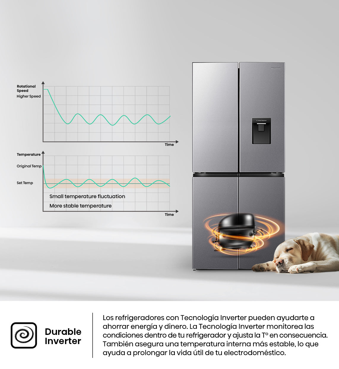 Refrigeradora French Door 14p3 en Acero Inoxidable Inverter con Dispensador de Agua Hisense RQ3P431NMDA