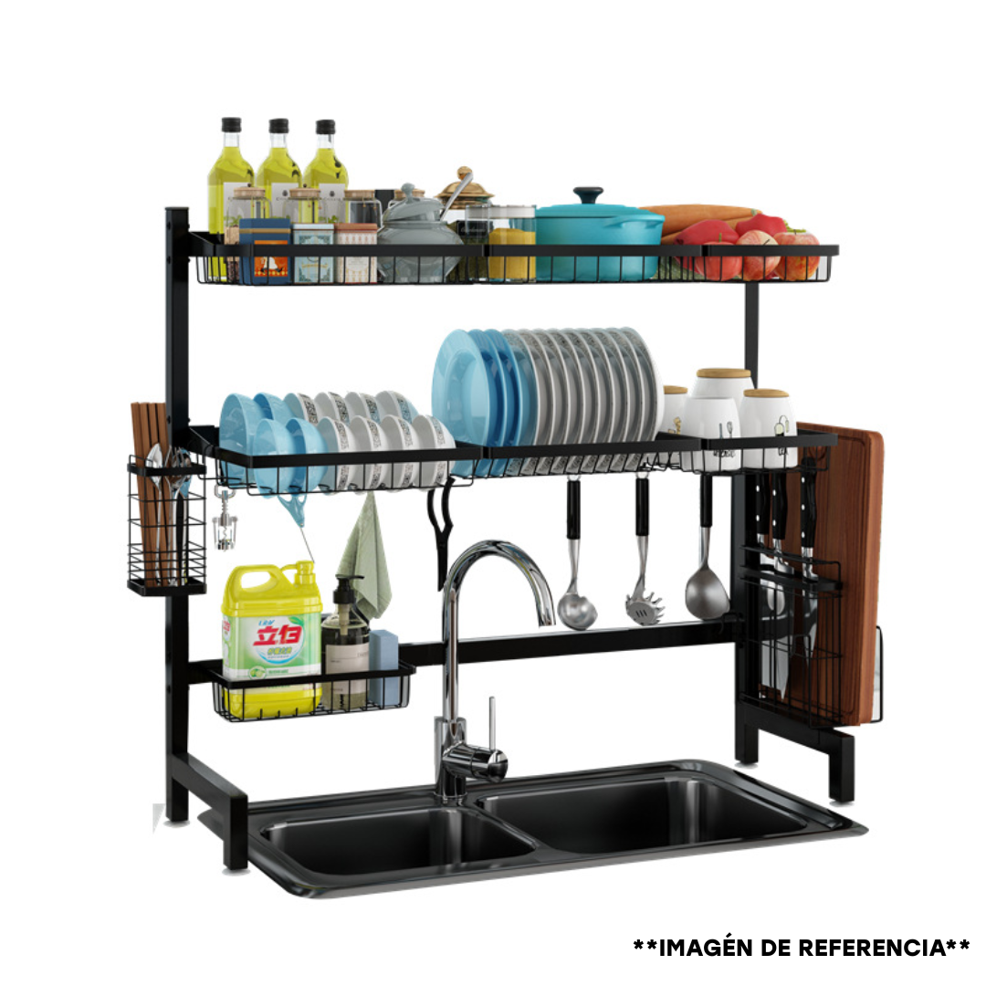 Escurridor de Platos Metal Negro Sobre Fregador KC-30691