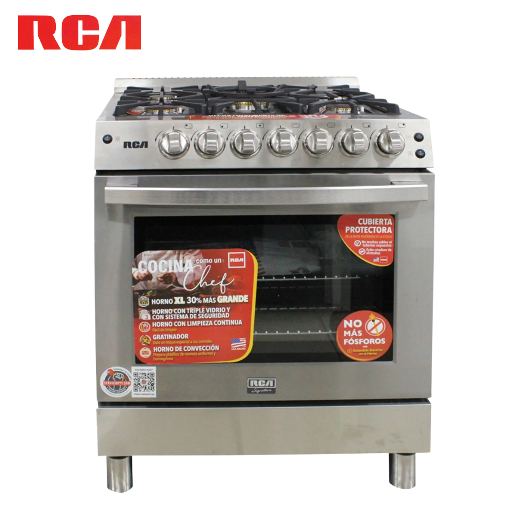 (LLEGANDO 26 DE DIC) Estufa con Horno 6 Quemadores 30" Acero Inoxidable Tipo Industrial RCA RCCC830