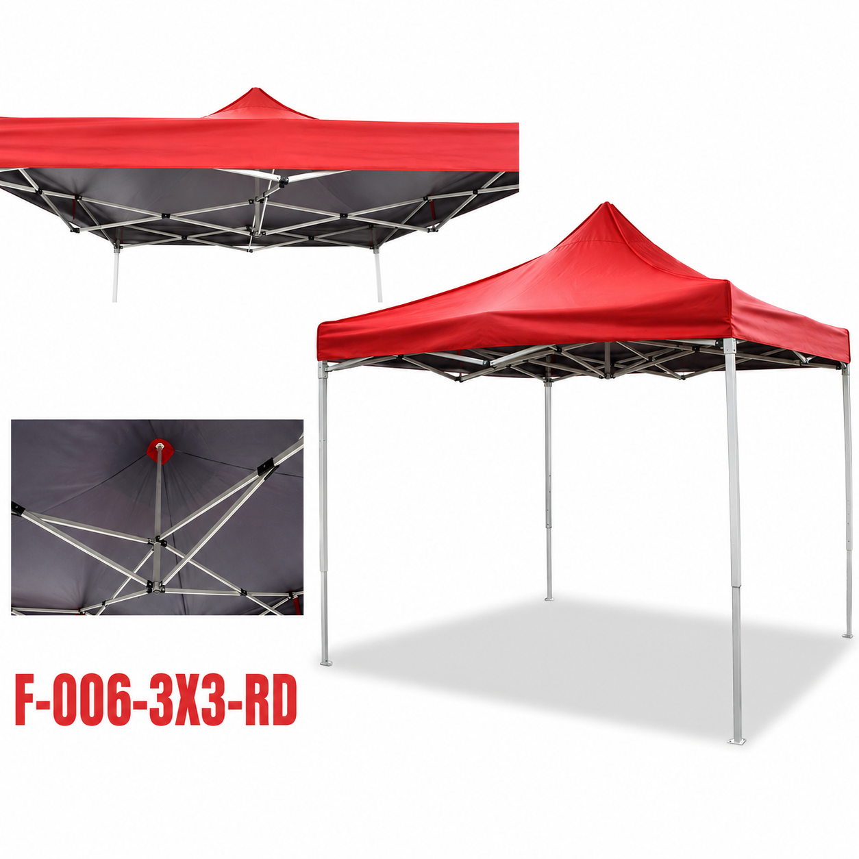 (LLEGANDO 7 DE AGOSTO) Toldo Tolda Gazebo Plegable 3×3m | Carpa Portátil para Eventos, Ferias y Exteriores | Color Rojo | F-006-3X3-RD