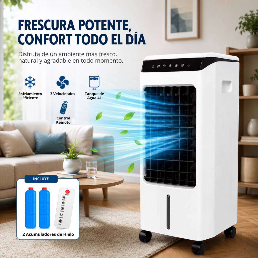 (LLEGANDO 3 DE JULIO) Enfriador de Aire Evaporativo Portátil con Control Remoto | Climatizador de Aire con Tanque de 4 Litros Homestar HS-KL08S