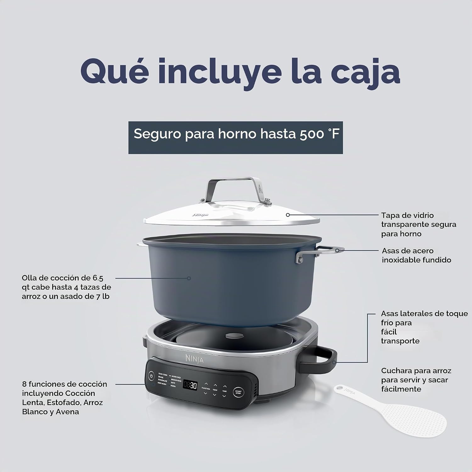 (LLEGANDO 1 DE SEPT) Olla Multicocción Multifuncional Ninja Foodi PossibleCooker Pro MC1100 6.5 Qt / 6.1 Litros – 8 en 1