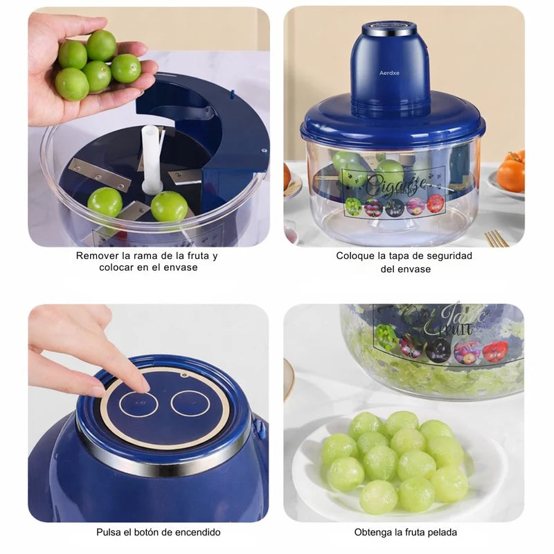 Pelador De Frutas Eléctrico Para Quitar Cascara De Frutas Multifunción 5V Y 50W Con Batería 1300Mah Y Cable USB (200X240mm) Azul. LT740
