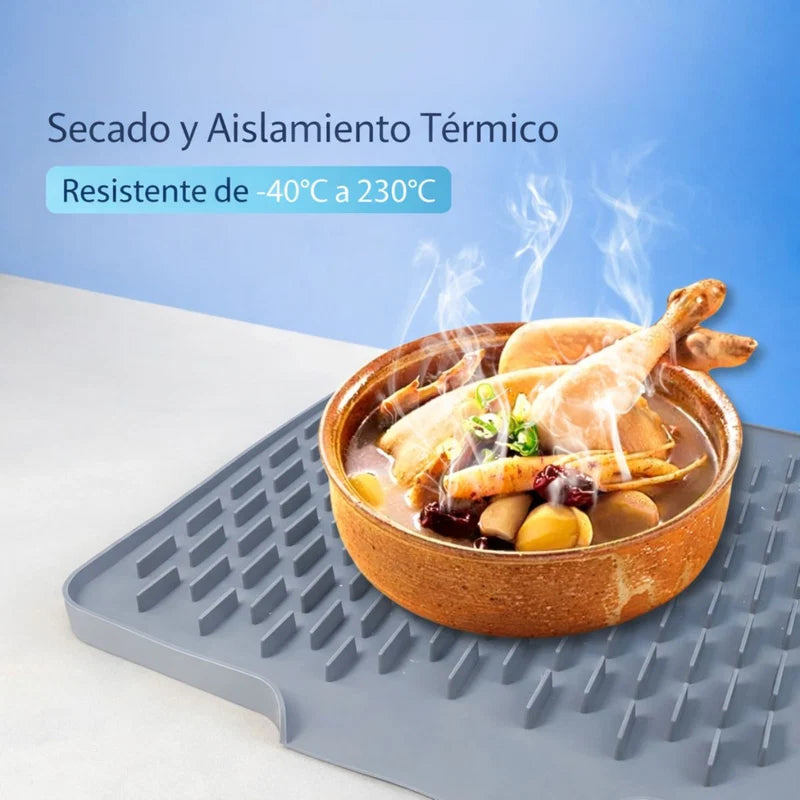Tapete De Silicona Para Fregadero Escurridor De Platos Antideslizante Con Drenaje Automático Resistente Al Calor Color Gris (58X45x1cm) LT781