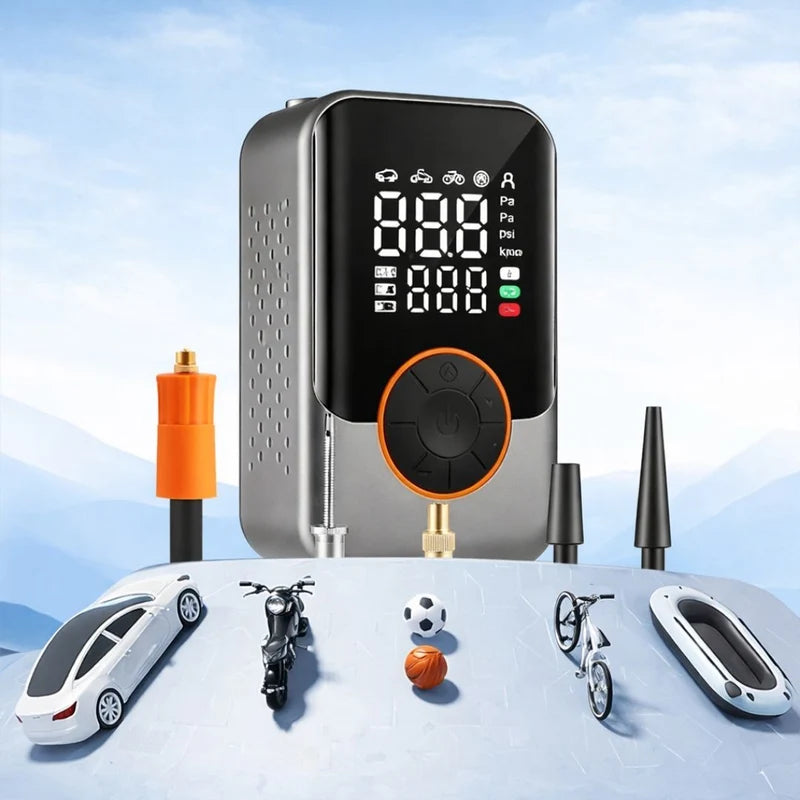Inflador De Llantas Portátil. Compresor De Aire Recargable Con Pantalla Digital Dual. Luz LED Integrada (74X47x120mm). LT858
