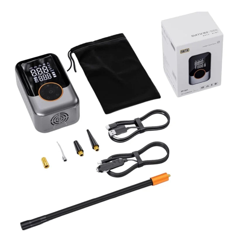 Inflador De Llantas Portátil. Compresor De Aire Recargable Con Pantalla Digital Dual. Luz LED Integrada (74X47x120mm). LT858