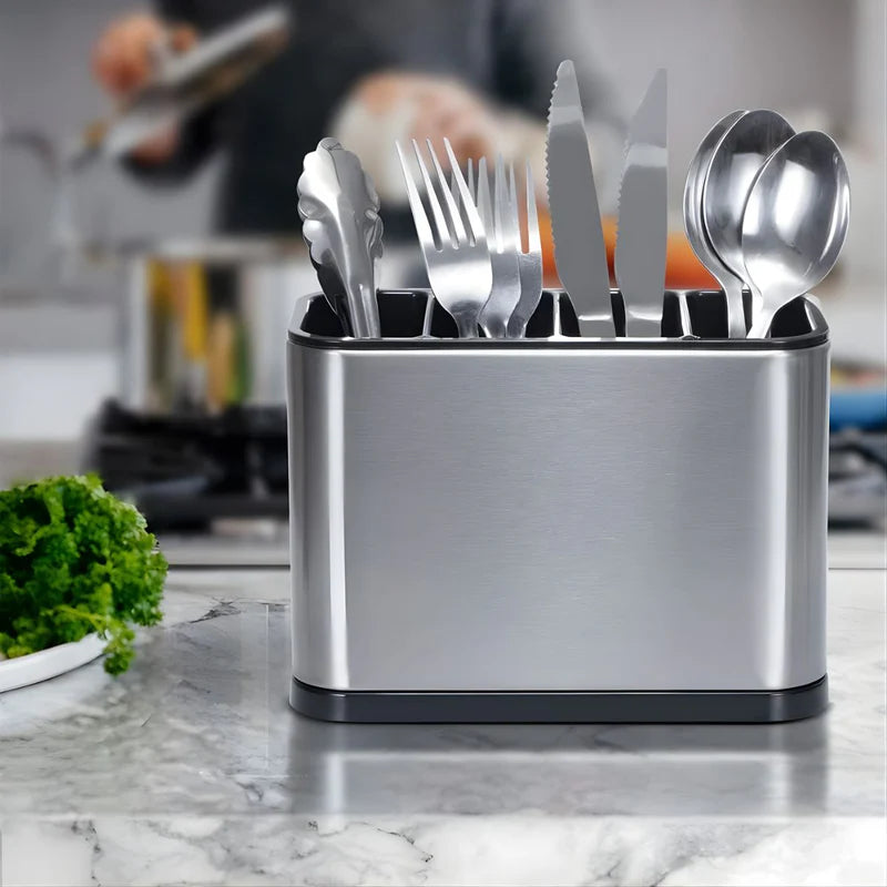Organizador De Cubiertos Para Cocina Con Drenaje. Porta Cubiertos De Acero Inoxidable. Escurridor Con 4 Compartimientos. LT956