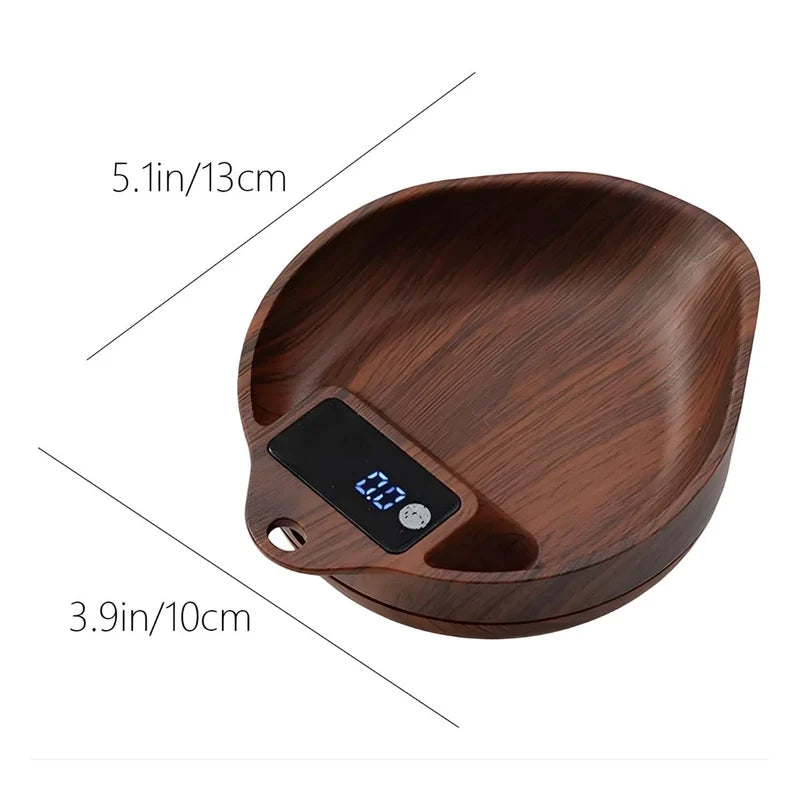 Báscula Scoop Digital De Precisión 1000G / 0.1G. Café Balanza Electrónica Para Pesar Granos, Semillas Y Alimentos. Color Walnut (13X10cm). LT962