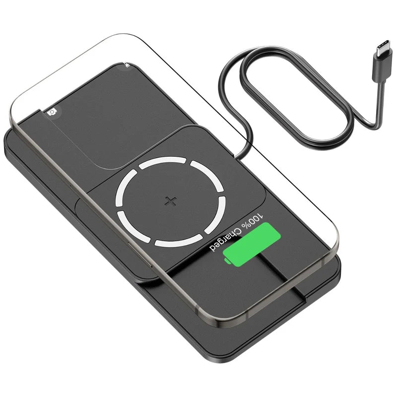 Cargador Inalámbrico Magnético 360°. Estación De Carga Tipo Magsafe Para Iphone Y Audífonos (Cable 1M). LT968