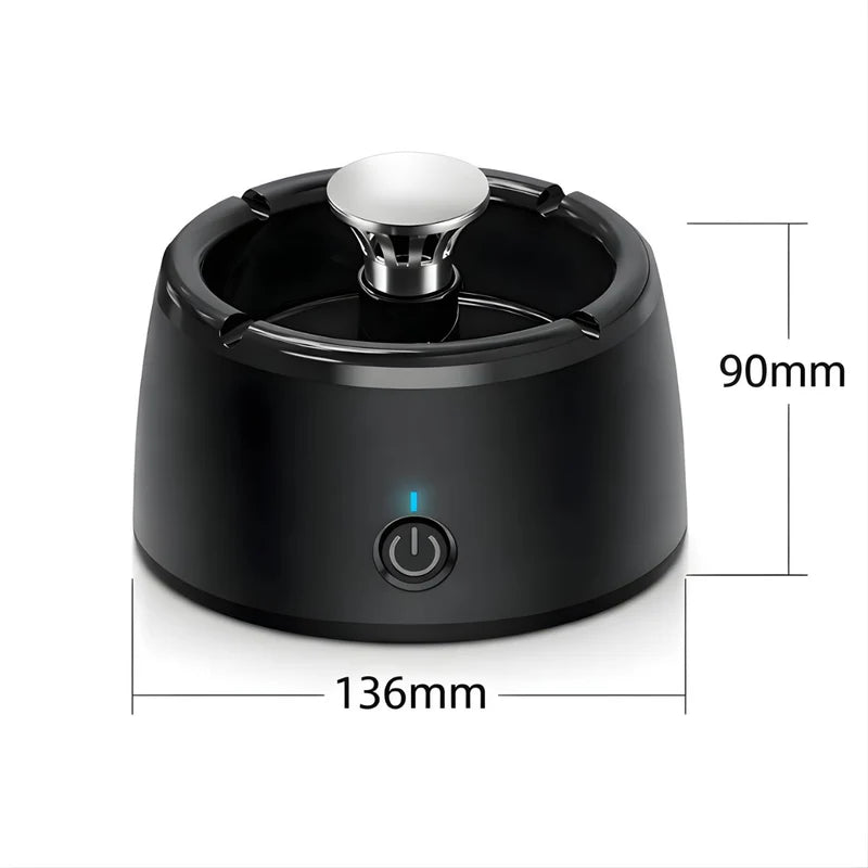 Cenicero Purificador De Aire Con Iones Negativos Recargable Con Filtro De Carbón Activado. Cenicero Eléctrico Extractor De Humo. Color Negro. LT970