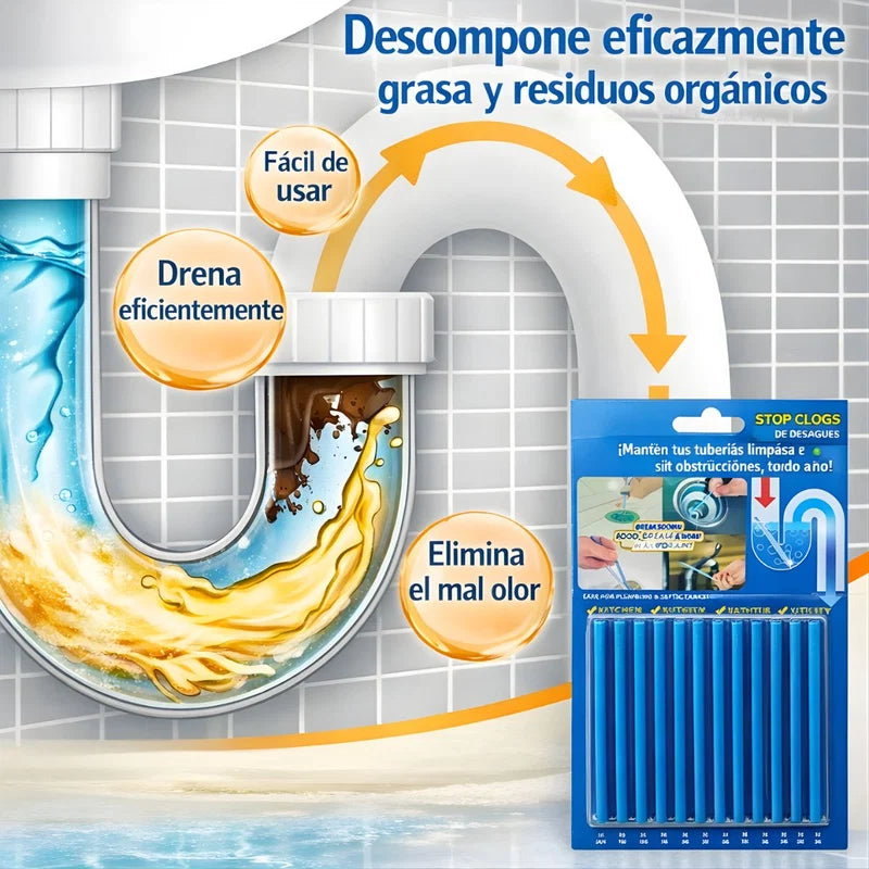 Varillas Destapadoras Para Drenajes – Kit Flexible De Limpieza De Tuberías Eliminador De Olor Desagües (Pack De 12 Unidades). Limpia Y Previene Obstrucciones. LT977