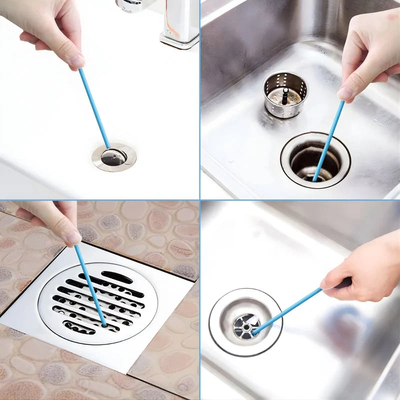 Varillas Destapadoras Para Drenajes – Kit Flexible De Limpieza De Tuberías Eliminador De Olor Desagües (Pack De 12 Unidades). Limpia Y Previene Obstrucciones. LT977