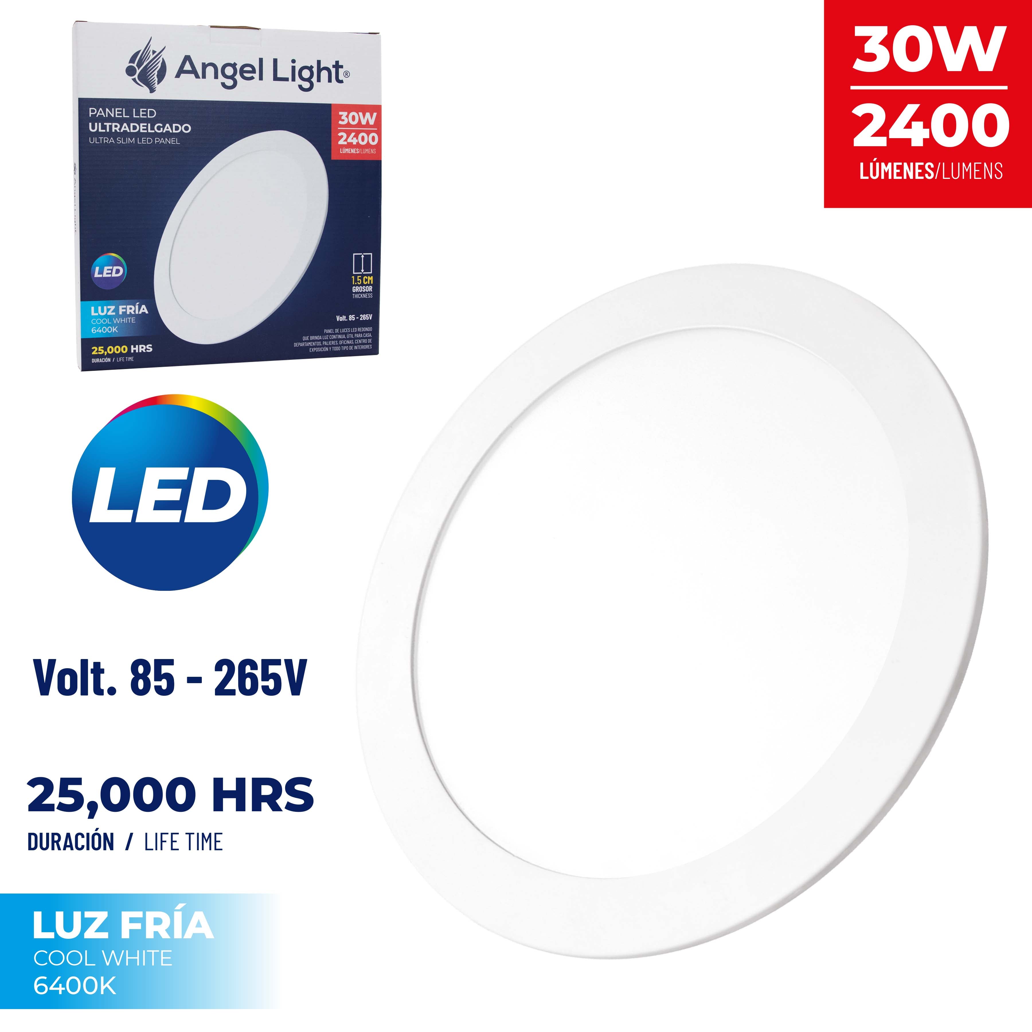 Lampara LED para Empotrar Redonda 30W Luz Fría Angel Light A105-PB001-30W