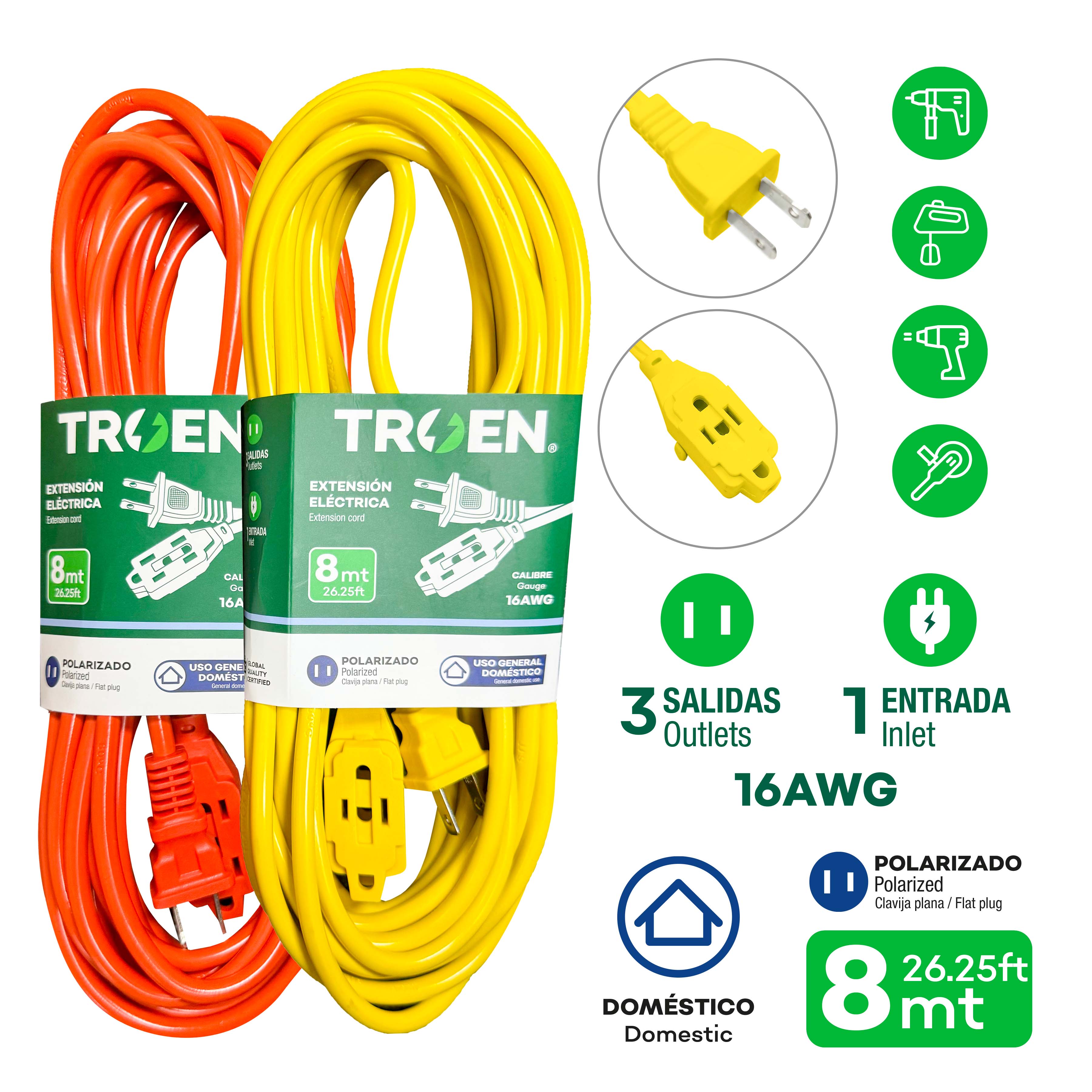 Extensión Eléctrica 8m TROEN A136-RO2723-8