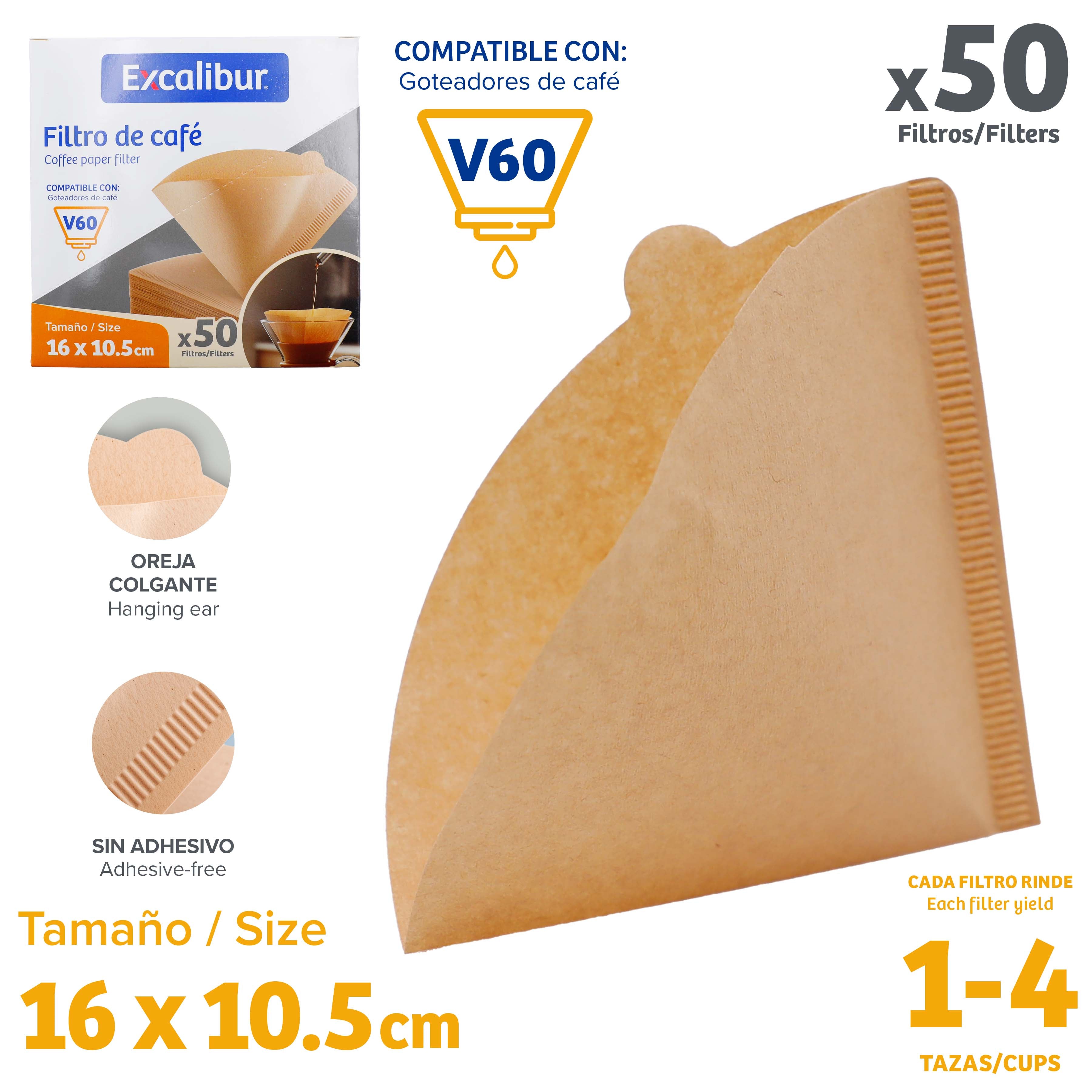 Pqt de 50 Filtro de Café 16x10.5cm Excalibur A151-CFP501