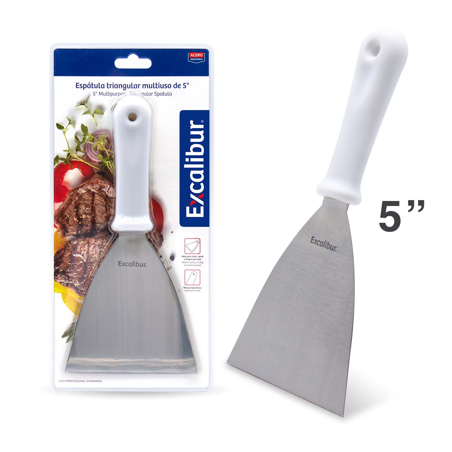 Espátula Triangular de Acero Inoxidable 5" Excalibur A151-F7435-5B
