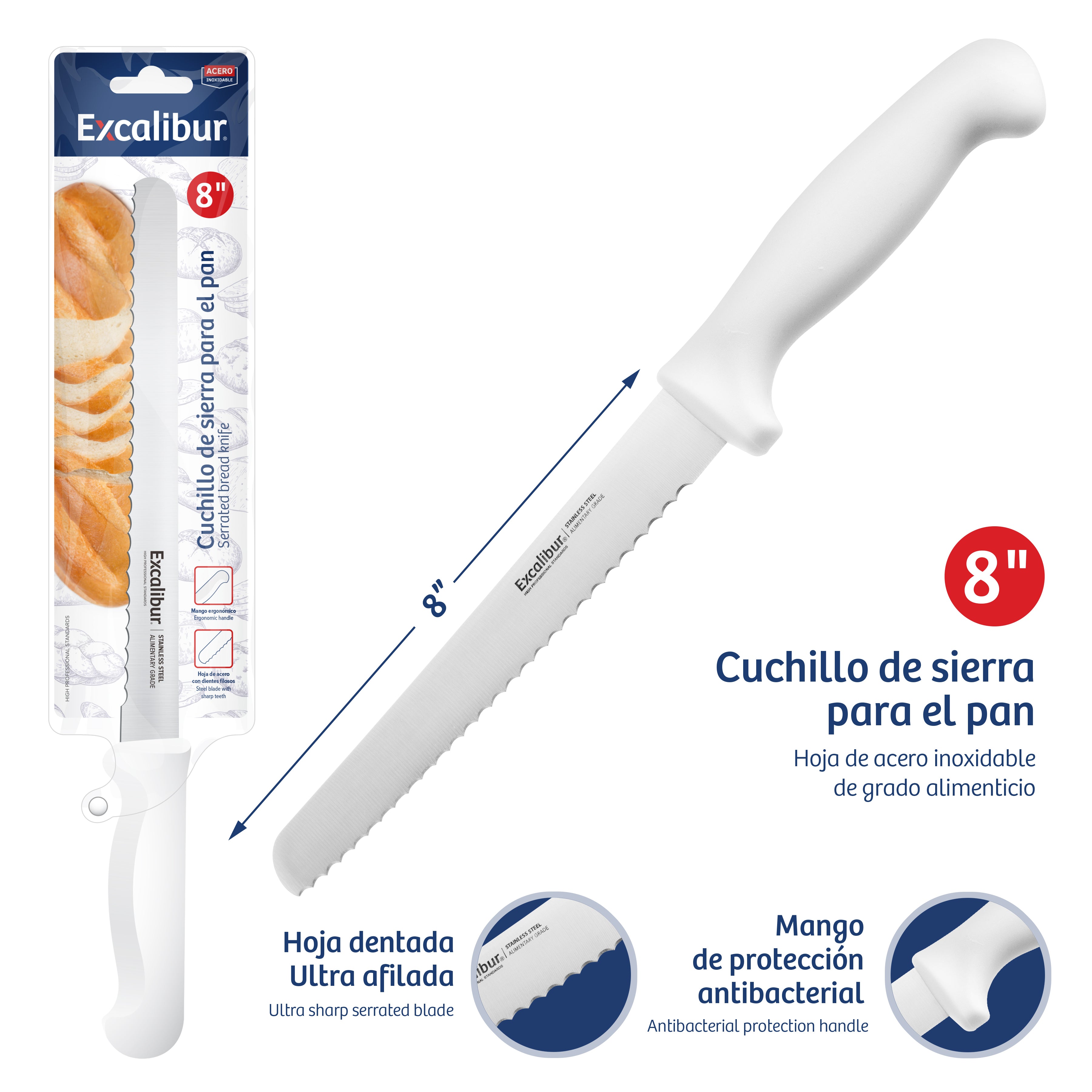 Cuchillo de Sierra de 8" para Pan Excalibur A151-HKB-8