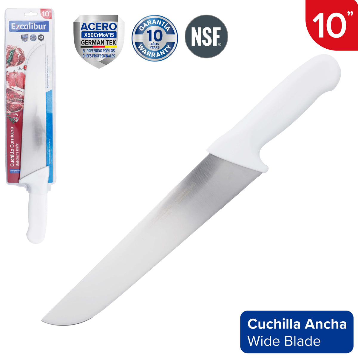 Cuchillo Carnicero Profesional 10" de Acero X50CrMoV15 Excalibur A151-KF2204-10N