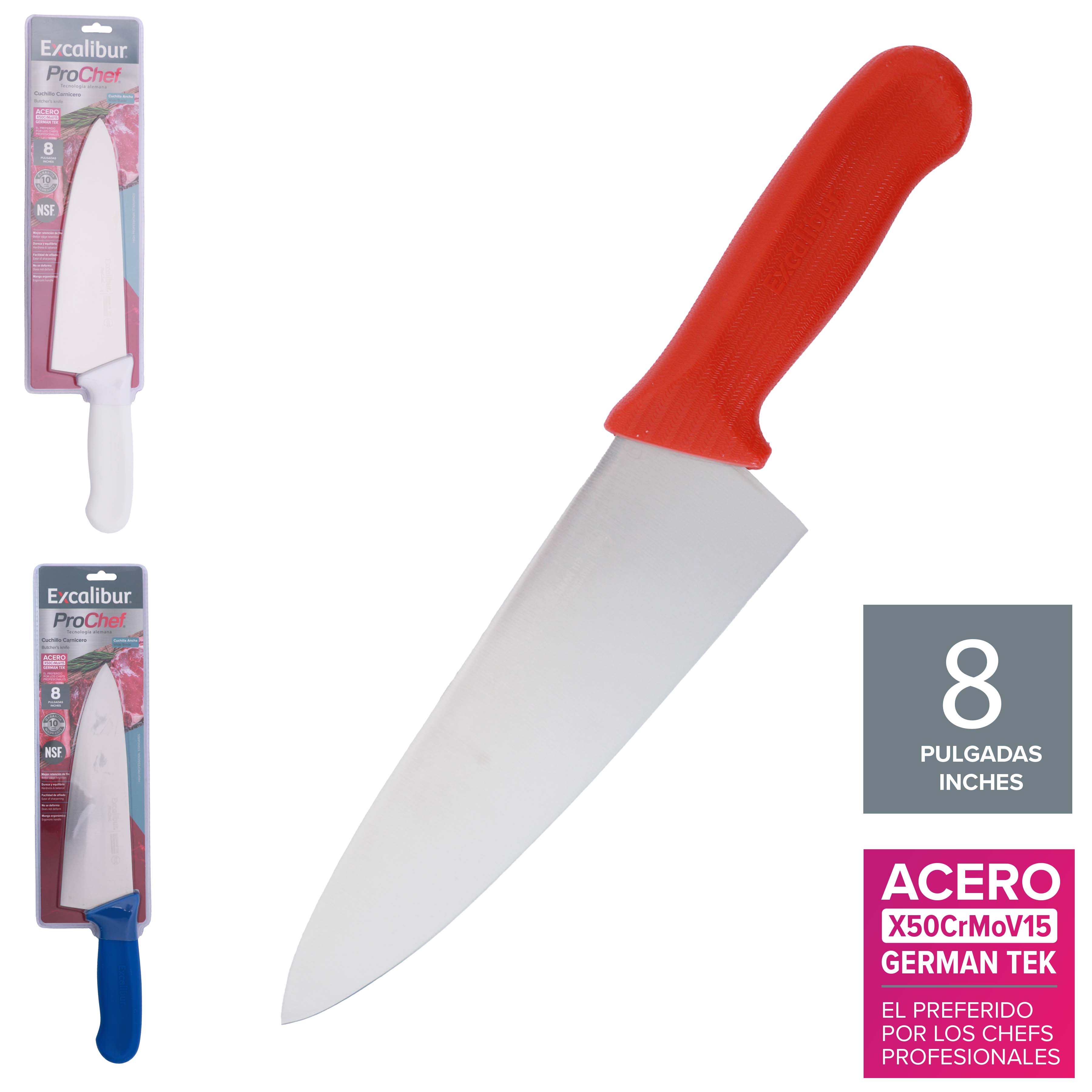 Cuchillo para Carnes Pro Chef de Acero Inoxidable 8" Excalibur A151-KF2303-8B