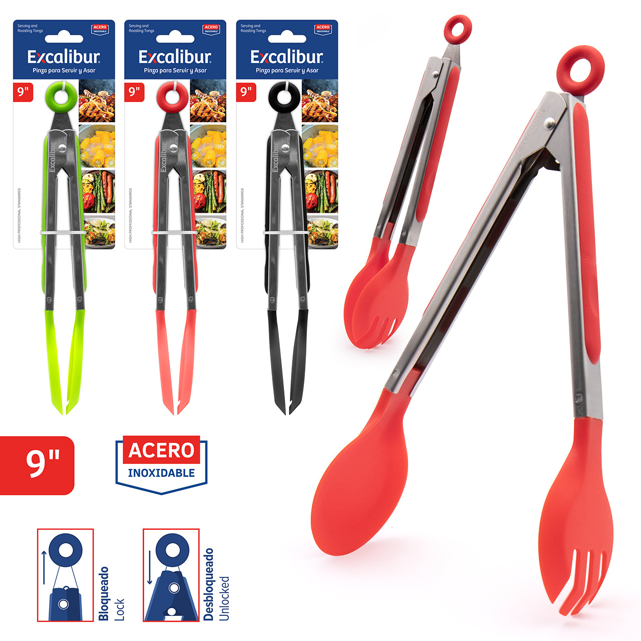 Tenaza de Acero Inoxidable con Plástico 9" Excalibur A151-KT2113-9