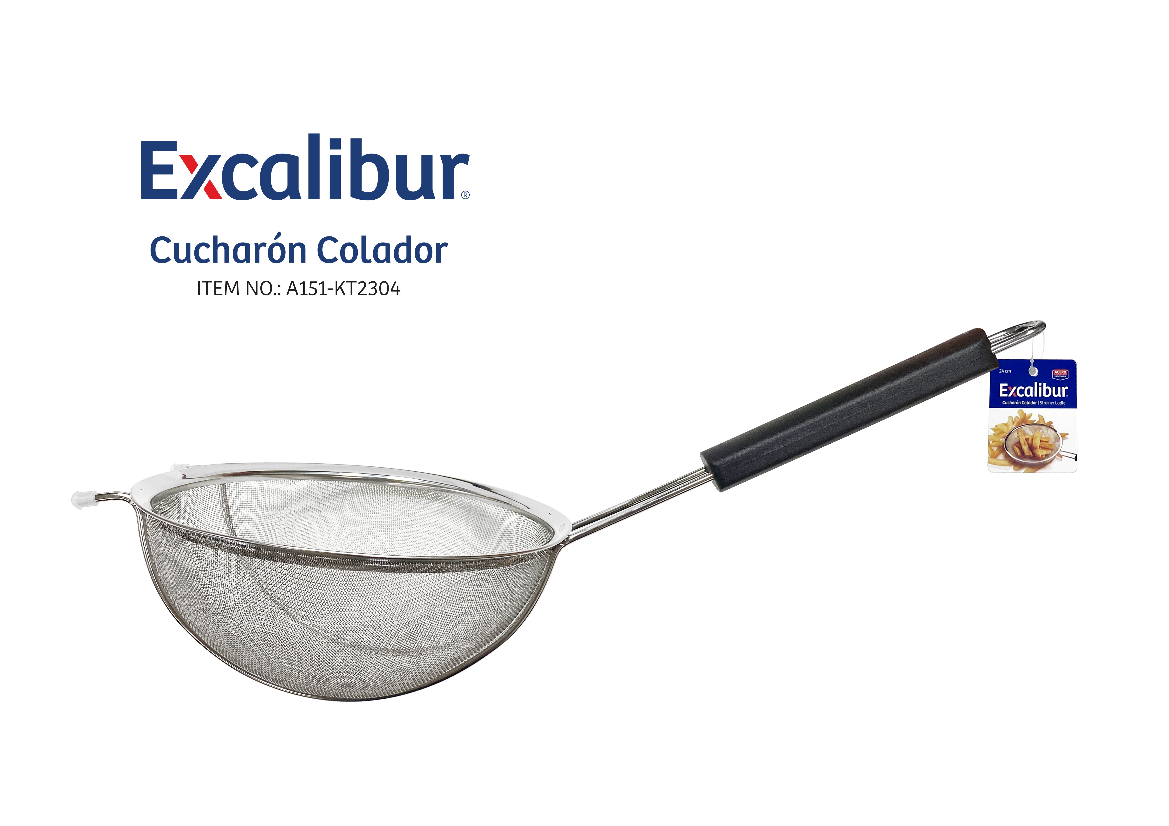 Cucharón Colador Excalibur de Acero Inoxidable | Colador de Malla Fina 24cm Excalibur A151-KT2304