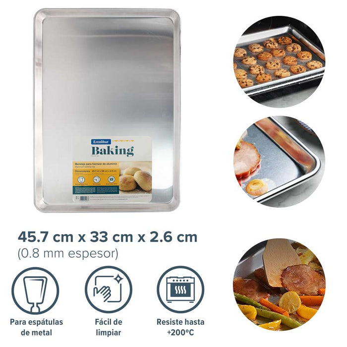 Bandeja de Aluminio 45.7cm*33cm*2.6cm 0.8mm Espesor Excalibur A164-CBP-1813