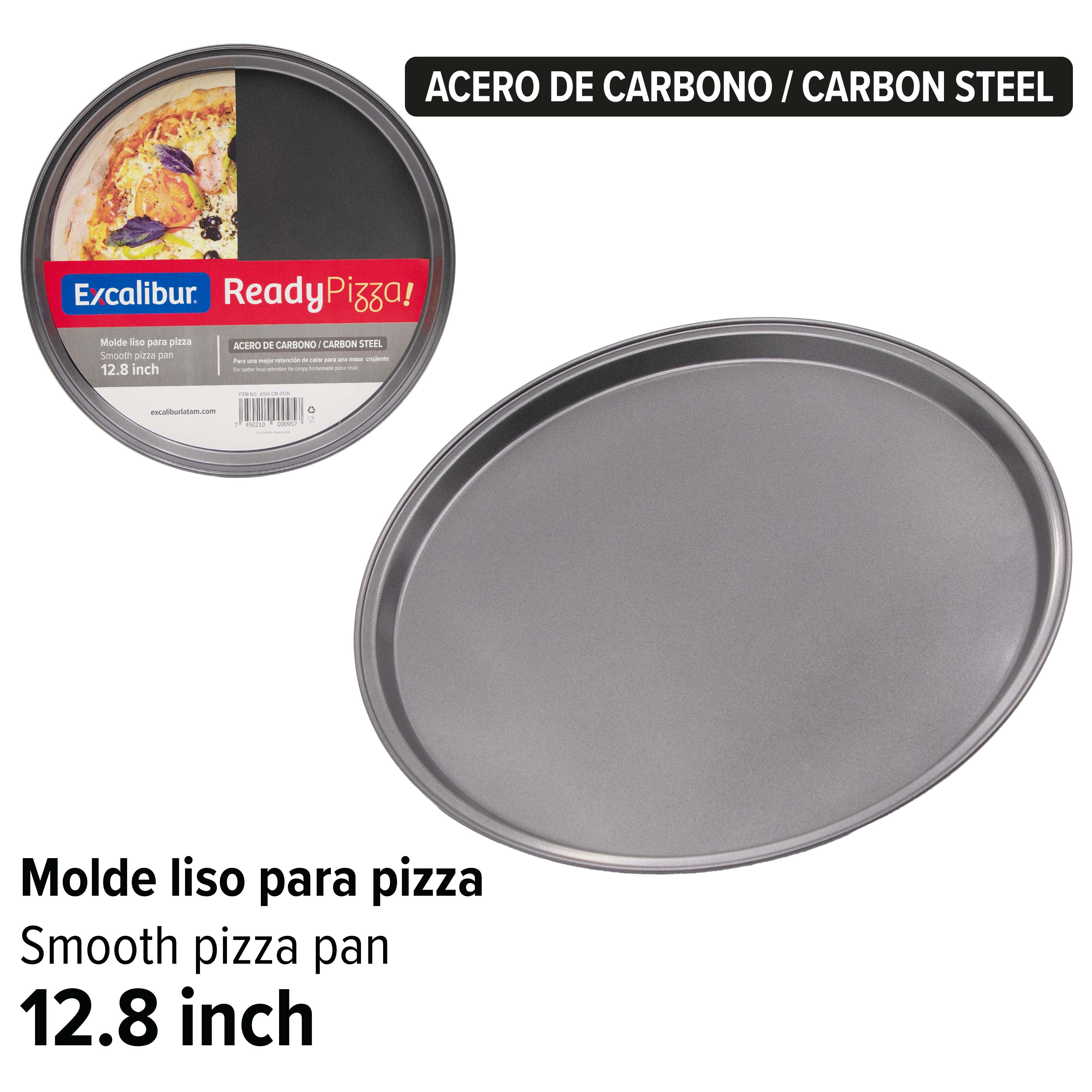 (LLEGANDO 3 DE JULIO) Molde Bandeja Liso para Pizza Excalibur ReadyPizza 12.8" Acero de Carbono A164-CM-R12H