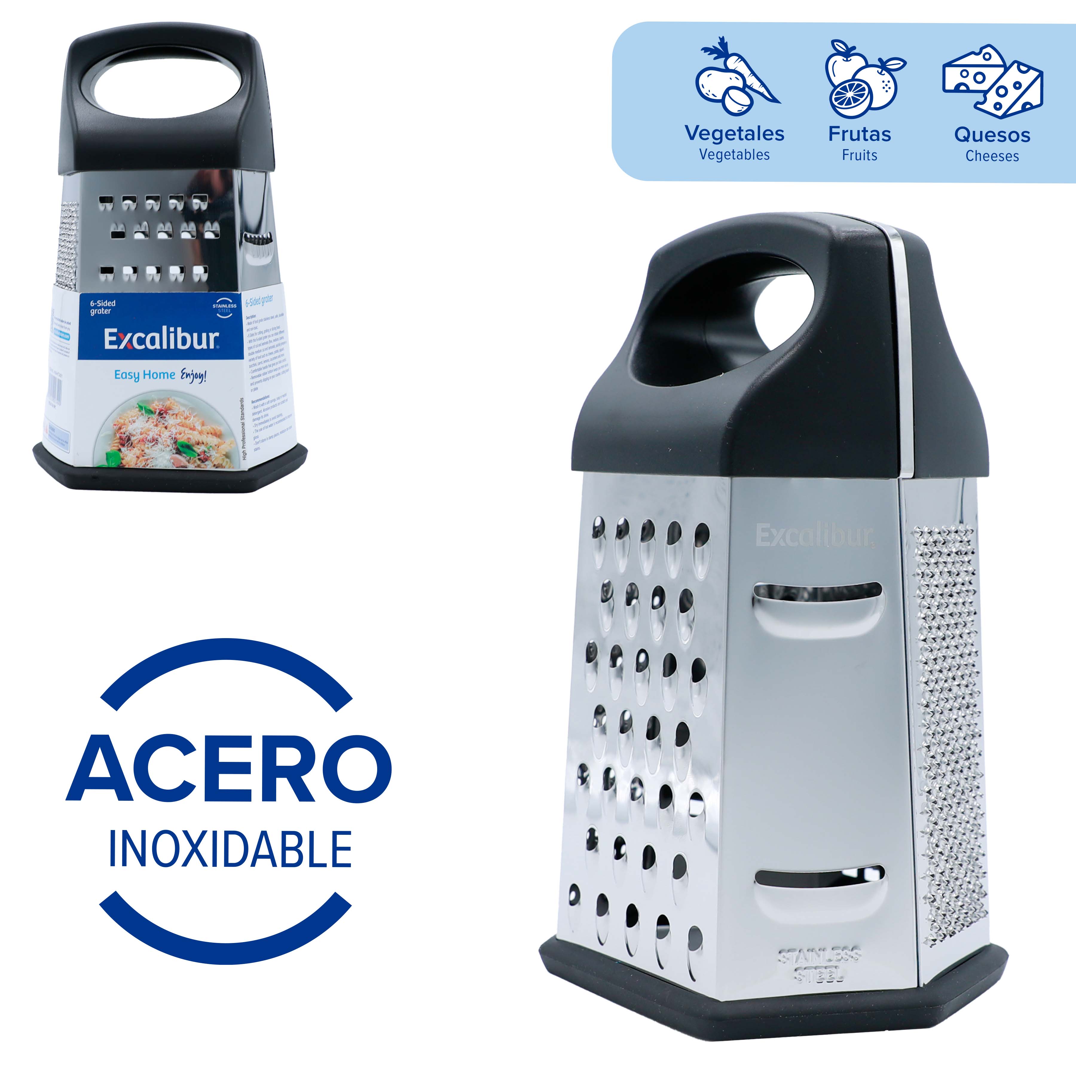 (LLEGANDO 26 DE FEB) Rayador para Cocina en Acero Inoxidable 8" Excalibur A164-KT2421 Rallador.