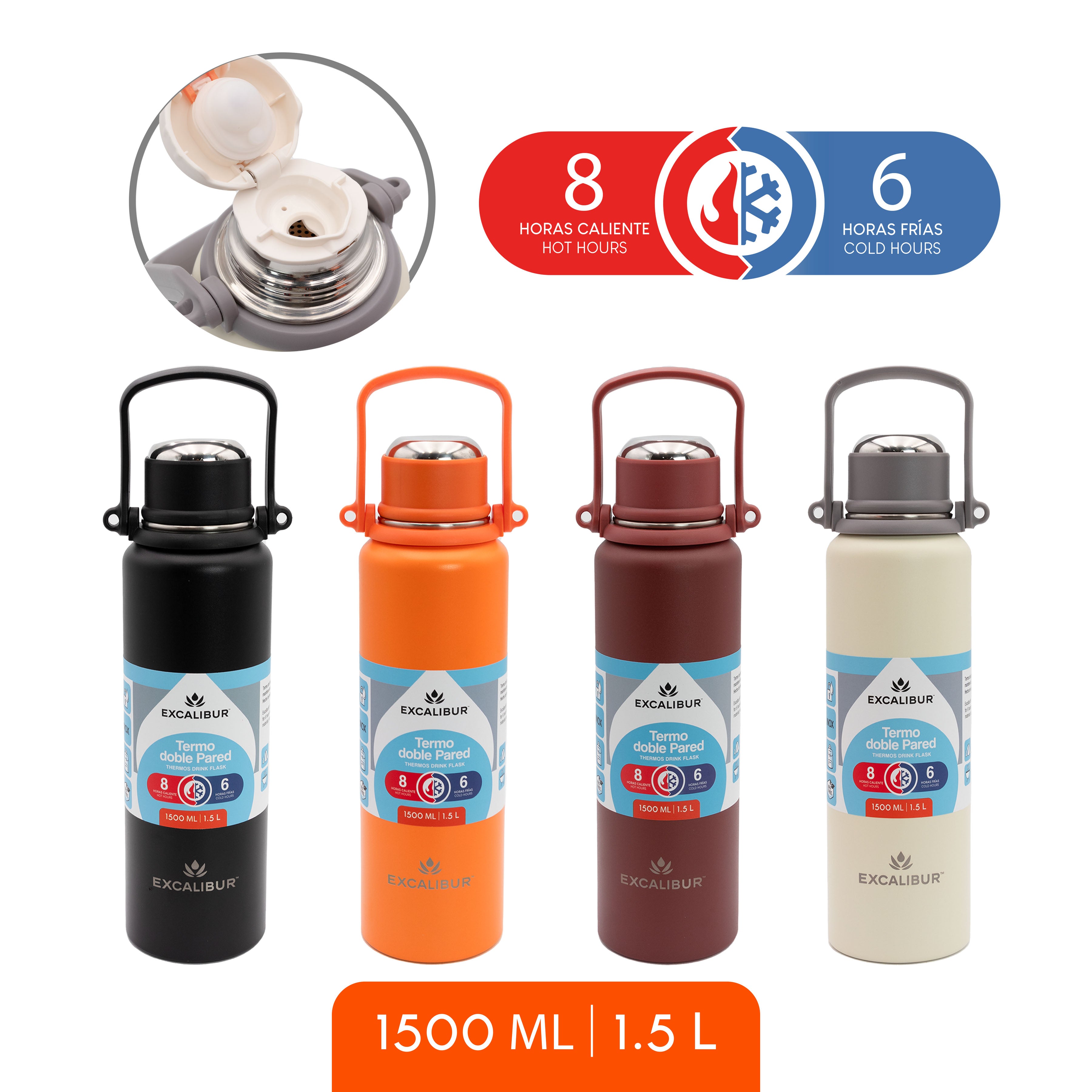 Termo de Metal Isotérmico 1500ml Excalibur A164-VB2212S