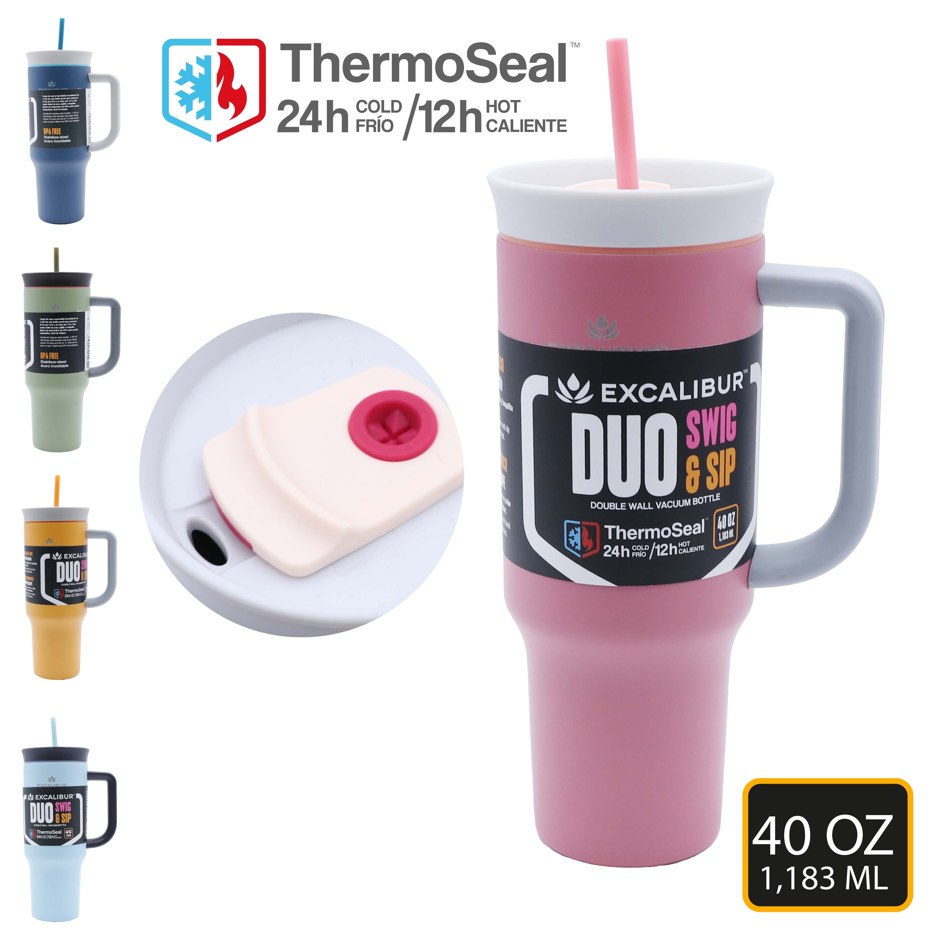Botella Termo de Acero Inoxidable con Carrizo 40oz/1183ml Excalibur A164-VB2503 EXCALIBUR